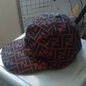 Fendi Monogram Cap in Black and Brown